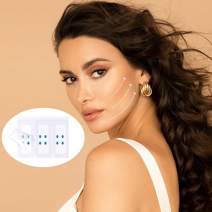 132pcs Face Lifting Tape, Invisible Face Lift Sticky Tapes, Hypoallergenic Clear Sticker for Instant Facial Lifting, Waterproof Eye Neck Wrinkle Makeup Tapes for Sagging Skin, Double Chins