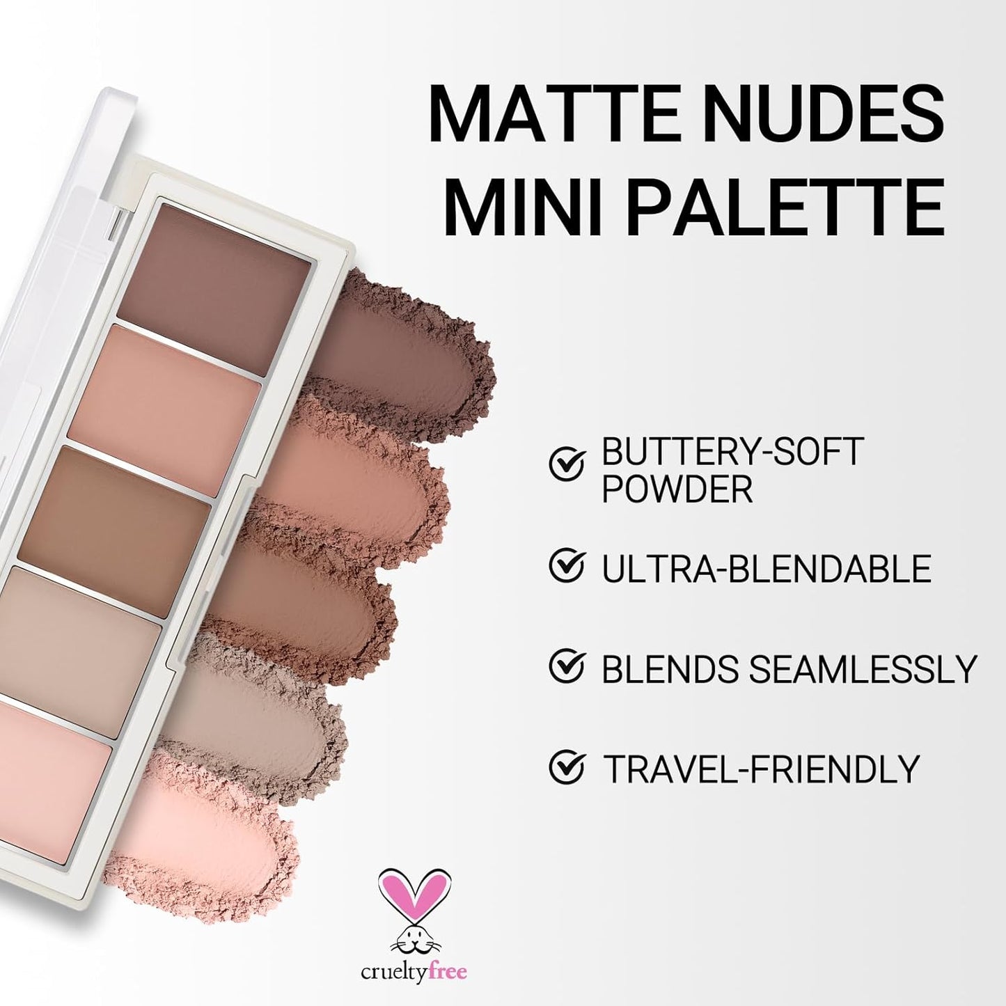 Erinde 5 Colors Matte Eyeshadow Palette Makeup, Neutral Nude Brown Light Brown Cool-Toned Taupe Eye Shadow, Long Wearing Waterproof Everyday Eye Makeup for Brown Eyes, 02