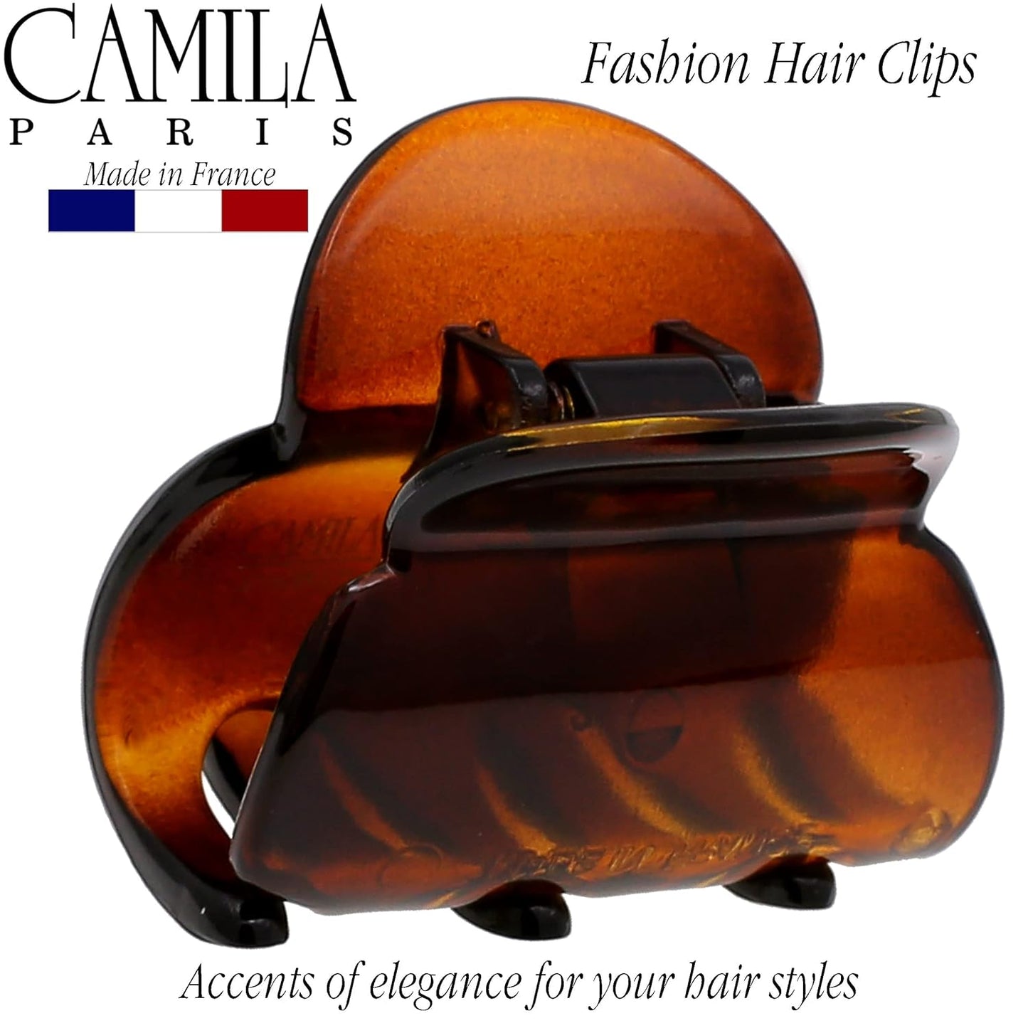 Camila Paris CP3292 French Hair Clip for Women, Small Tortoise Shell 3 Prong Girls Hair Claw Clips Fashion Durable Hair Accessories for Women, Ladies Strong Hold No Slip Grip Clamp, Made in France