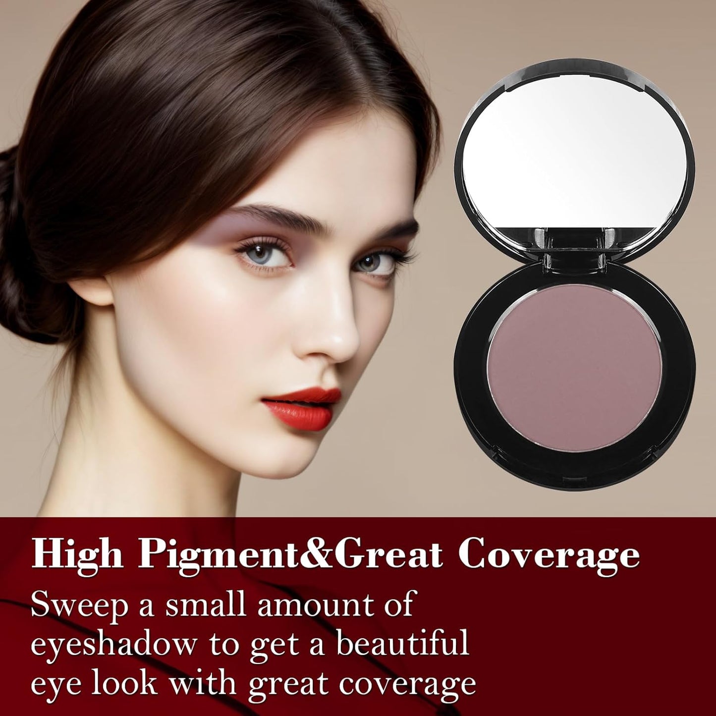 MEICOLY Matte Mauve Eyeshadow with Mirror,Nude Brown Taupe Eye Shadow Palette for Older Women and Girls,Pressed Powder Single Eyeshadow,Eye Makeup Eyelid Color,High Pigment,sombras para ojos