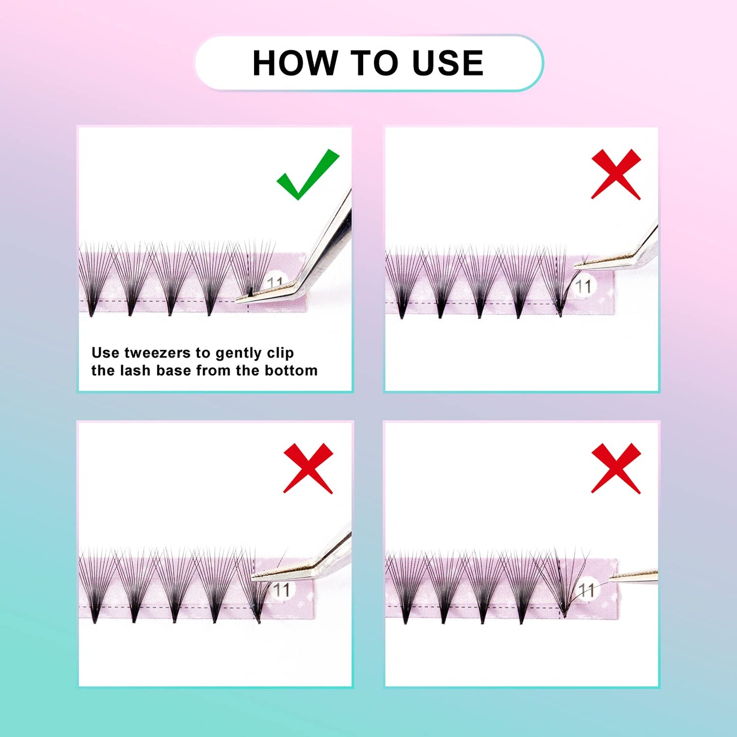 Eyelash Extensions 3D 4D 5D 6D 8D 9D 10D Thickness 0.07/0.1 C/D Curl Eyelashes Middle Stem & Long Stem Heat Bonded Premade Fans Russian Volume Lash Extensions Supplies (Middle Stem 14D-0.07-D-15mm)
