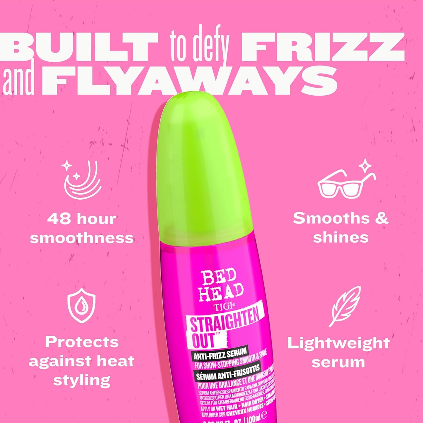 TIGI Bed Head Straighten Out Anti-Frizz Serum for Smooth and Shine, Sulfate-Free Styling Serum for All Hair Types