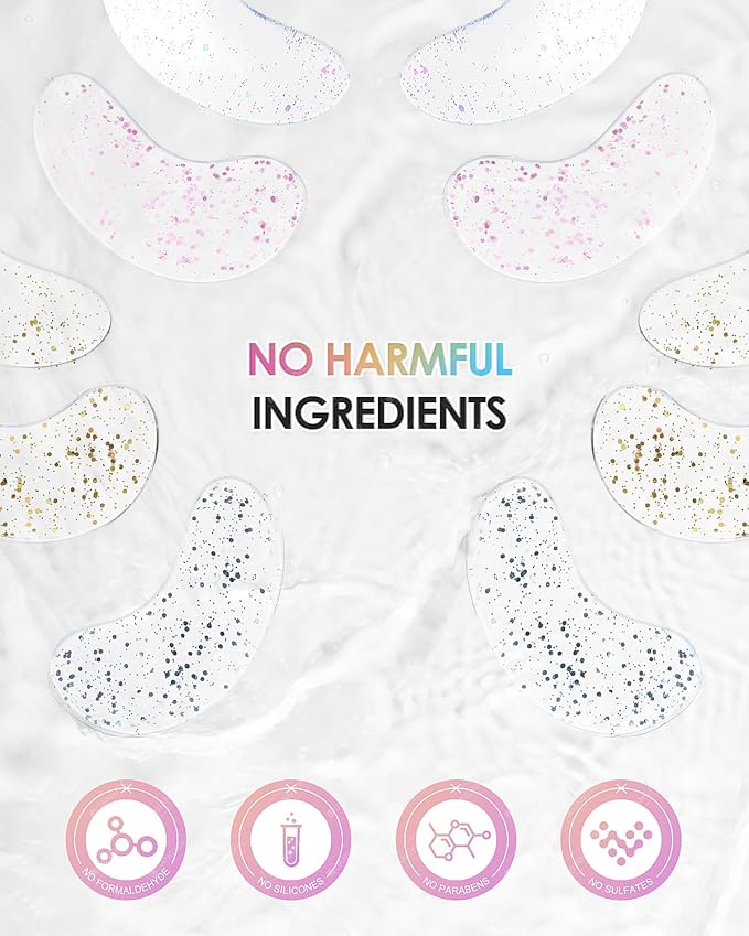 Collagen Eye Mask Patches, Used to Fade Eye Patches for Puffy Eyes and Dark Circles,Under Eye Patches,Tighten and Moisturize,Hyaluronic Eye Patches Transparent Glitter Eye Masks (20 pairs)