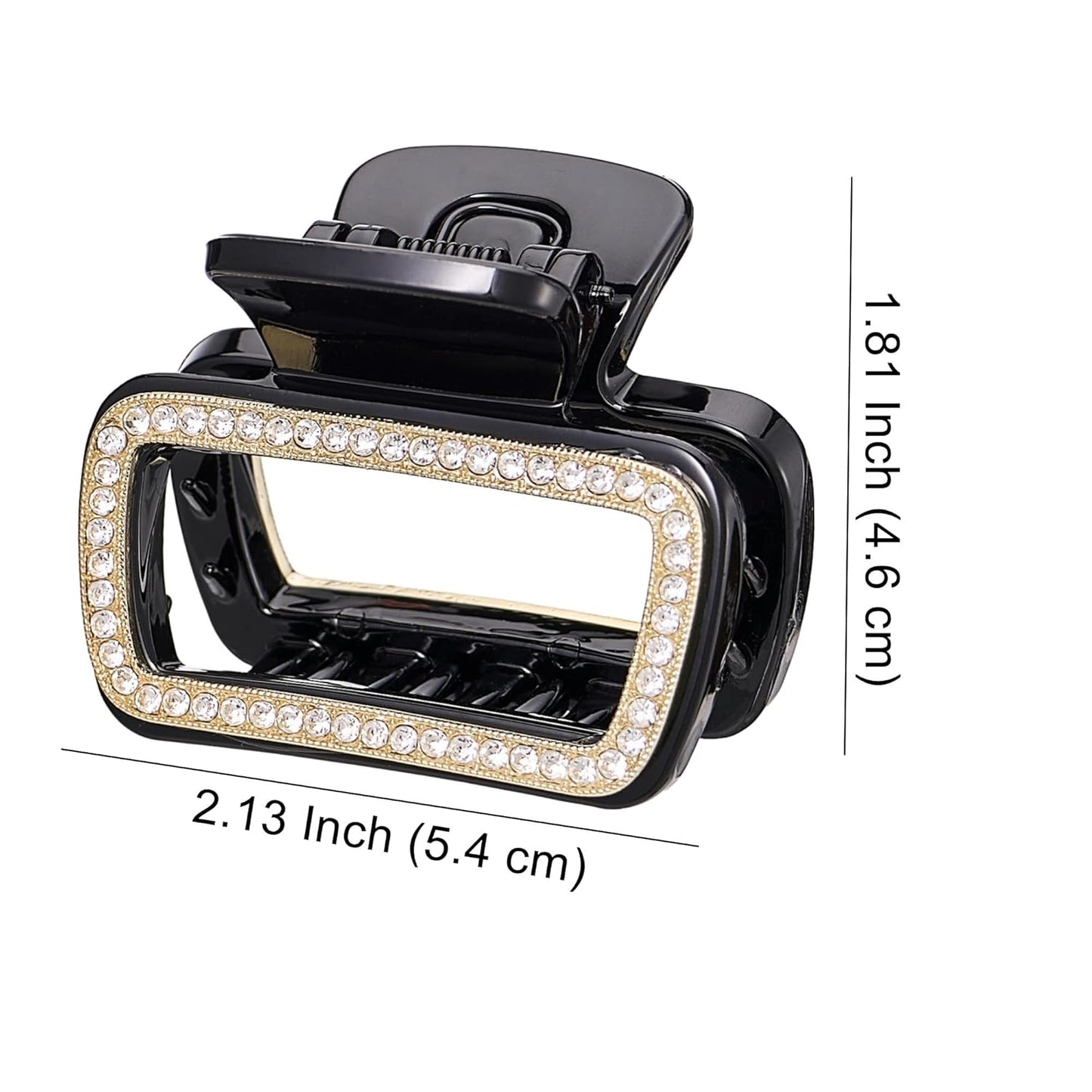 SINIDE Crystal Hair Claw Clips, Square Rhinestone Plastic Claw Clips Nonslip Acrylic Jaw Clip for Thick Long Hair, Fashion Clamps Accessories for Women Strong Hold Barrette for Styling (2 Pack)