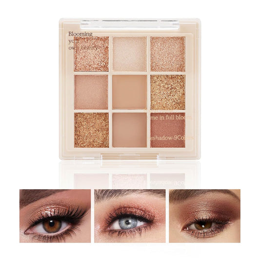 Boobeen Nude Eyeshadow Palette - Matte and Shimmer Makeup, Highly Pigmented Creamy Eye Shadow Powder, Create a Neutral Eye Look, Long Wearing