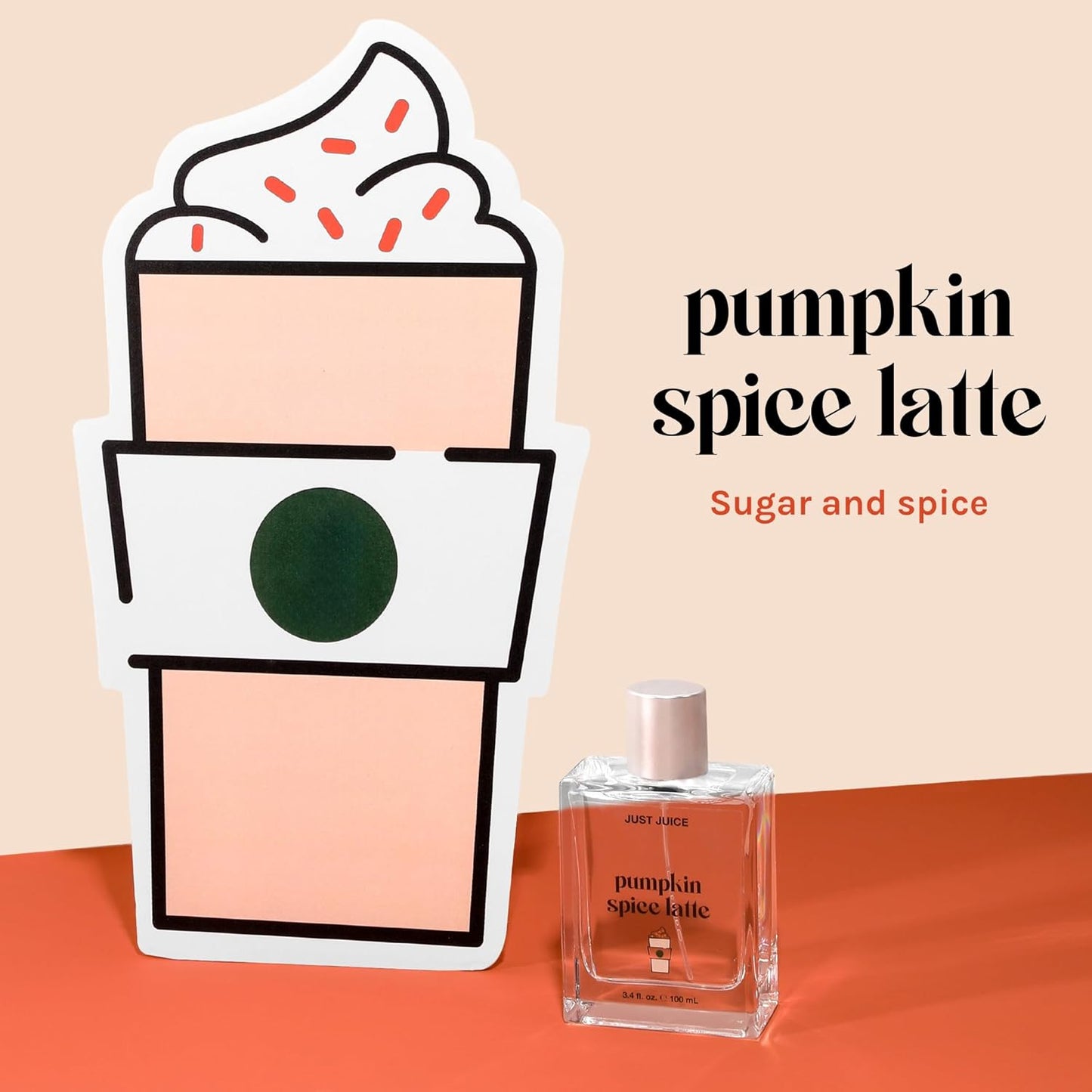 Just Juice Pumpkin Spice Latte - Warm Vanilla Perfume for Women and Men - Mini Travel Perfume with Nutmeg, Cinnamon, Tonka Bean - 0.33 oz