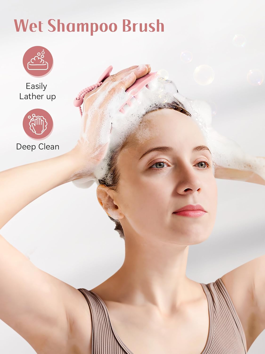 HEETA Scalp Massager Shampoo Brush with Silicone Bristles for Dandruff Removal Scalp Care & Hair Growth, Scalp Scrubber for All Hair Types, Head Massager Stress Relax, Upgraded Large Design,Pink