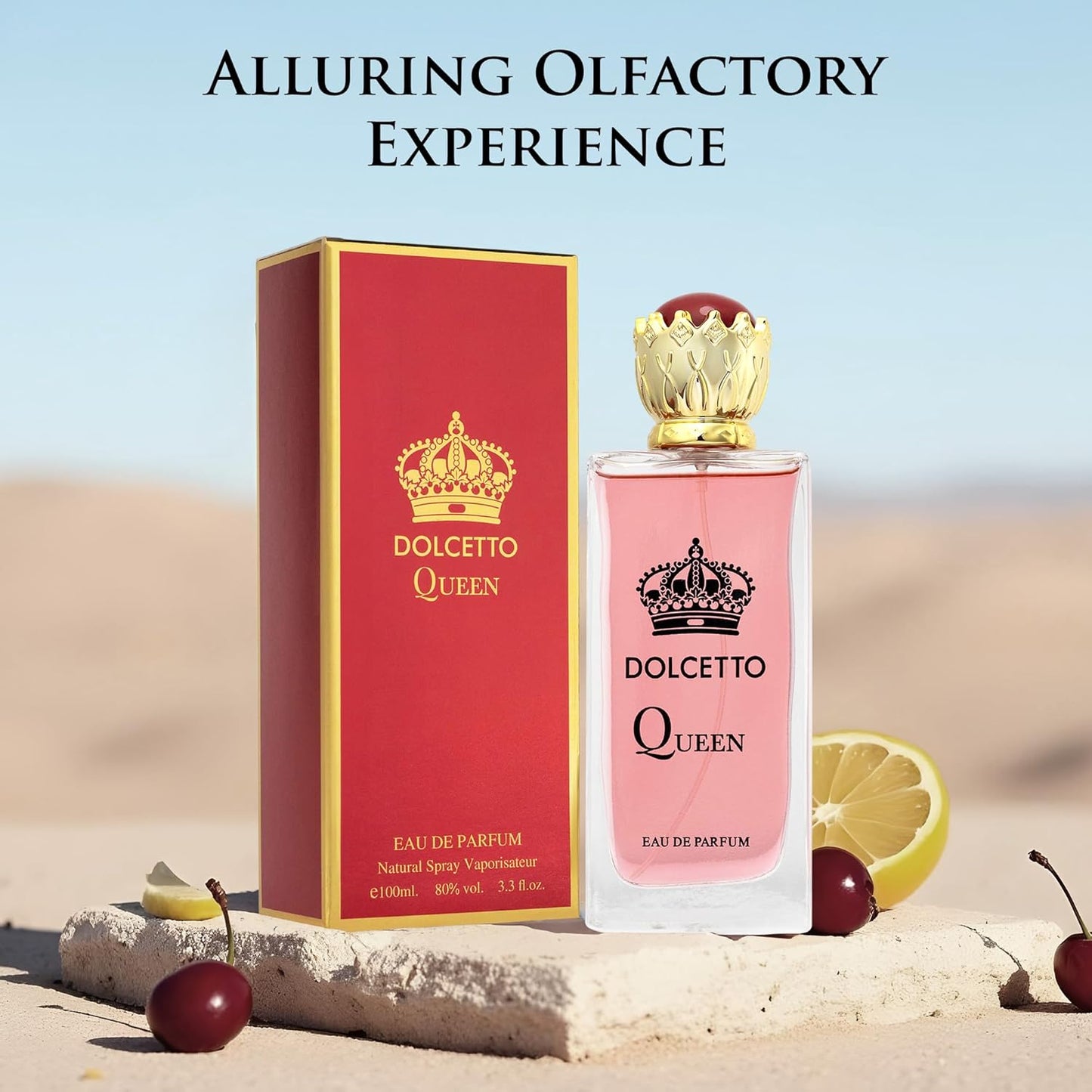 Dolcetto Queen for Women - Floral Fruity Fragrance - Top Notes of Apple, Water Lily & Osmanthus Combined with Lotus, Jasmine & Honeysuckle - Base Scents of Cashmere Wood & Iris - Elegant 100ml Bottle