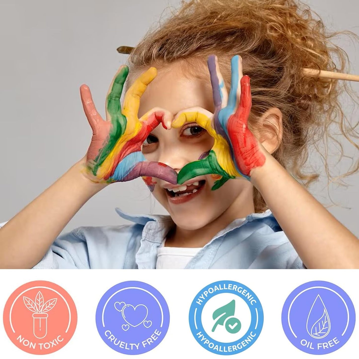 Mysense Light Gray Face Body Hair Paint Stick,Water Based Washable Temporary Hair Color,Non-toxic Cream Body Paint for Adults and Kids Halloween Cosplay Skull Zombie Goth Raven Makeup,0.5oz