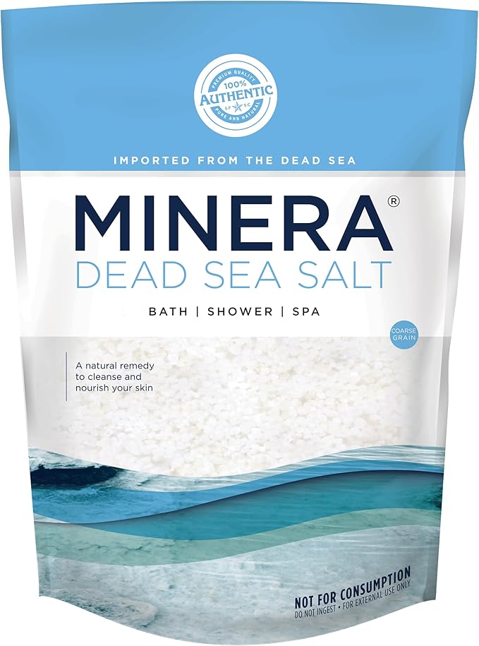 Minera Dead Sea Salt, 100% Pure & Natural, 10 lbs. Coarse Grain (0-1.7-4 mm) Bulk Bag, Easily Dissolving Dead Sea Salts for Soaking & Bathing, Skin Nourishing Coarse Sea Salt, Unscented