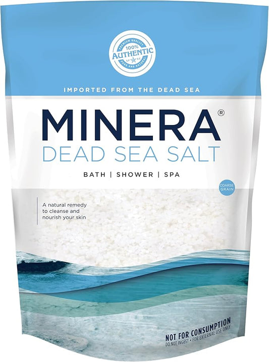 Minera Dead Sea Salt, 100% Pure & Natural, 10 lbs. Coarse Grain (0-1.7-4 mm) Bulk Bag, Easily Dissolving Dead Sea Salts for Soaking & Bathing, Skin Nourishing Coarse Sea Salt, Unscented
