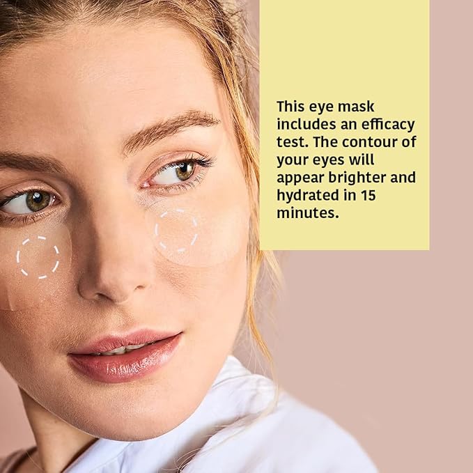 Vitamin C & Hyaluronic Acid Face Mask (5 Masks) + Eye Mask Patches with Vitamin C, Cucumber and Hyluronic Acid, Anti-Fatigue and Illuminating (5 Pairs)- Vegan, Korean Skin Care- Total Bundle 10 pieces