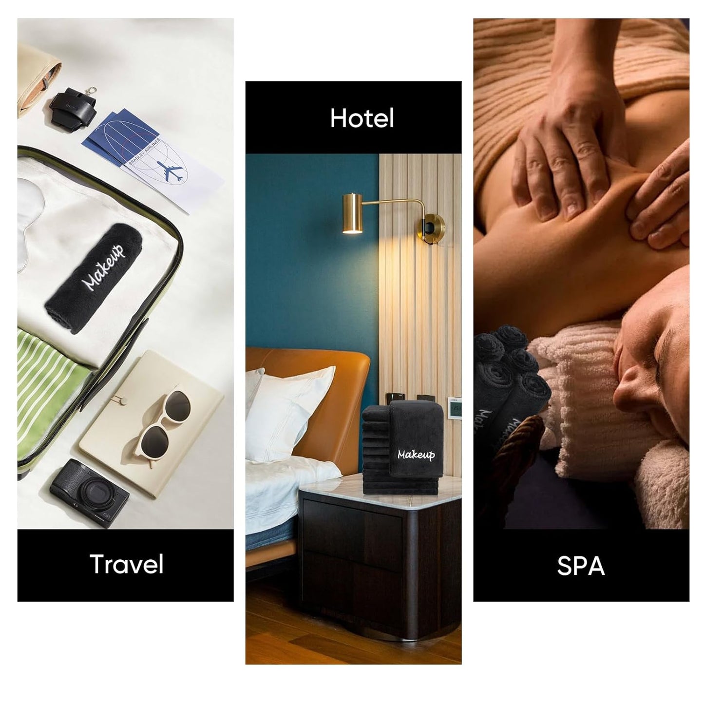 Makeup Remover Cloth, 24 Pack Black Facial Wash Cloths, Soft Coral Fleece Microfiber Towel for Face, Hand, and Bathroom(13" x 13")