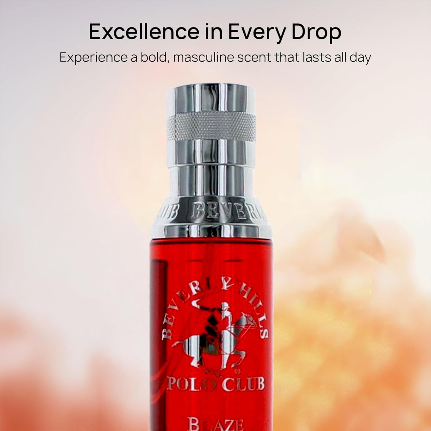 Beverly Hills Polo Club Body Spray for Men - BHPC Blaze - Fresh, Earthy with Notes of Cedar & Basil - Long Lasting Body Mist Cologne Scent - Ideal Gift for Him, 6oz