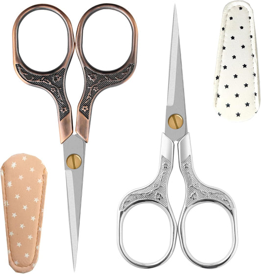 Facial Small Hair Grooming Beauty Scissors,2pcs 5 inch Comestic Cutting shears for Men and Women,Hair Trimming,Beard,Nose Hair,Eyelash,Sewing,Embroidery,Craft, Art Work & Everyday Use