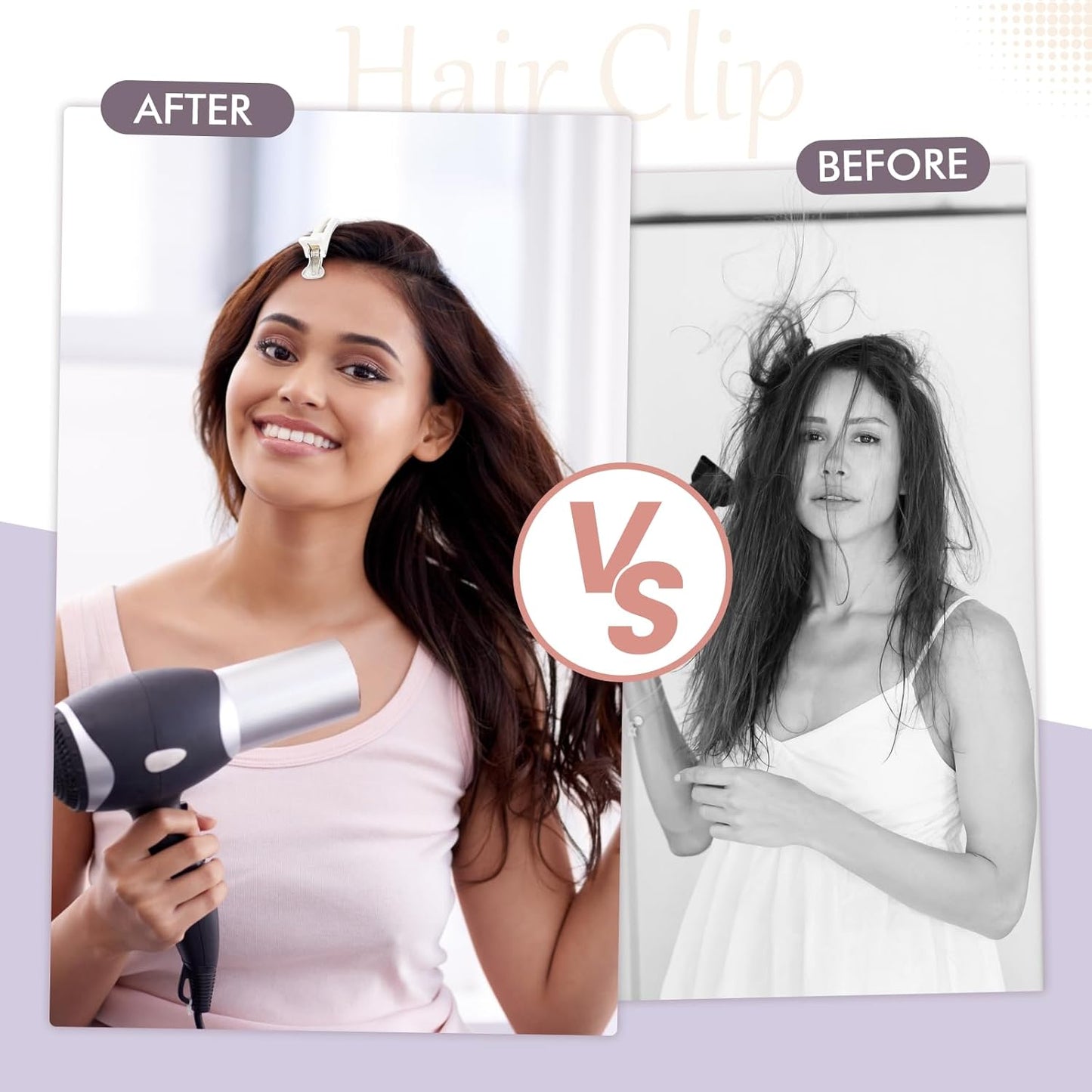 12PCS Hair Clips for Styling Sectioning - Non Slip No Crease Duck Billed Hair Clips for Women with Silicone Band - Professional 4.3 Inch Large Salon Hair Cutting Clips for Hairdresser - White