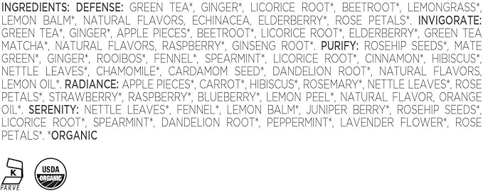 Tea Forte Wellbeing Assorted Presentation Box Tea Gift Set, 20 Count, 2 of Each Variety Individually Wrapped Handcrafted Pyramid Infuser Bags