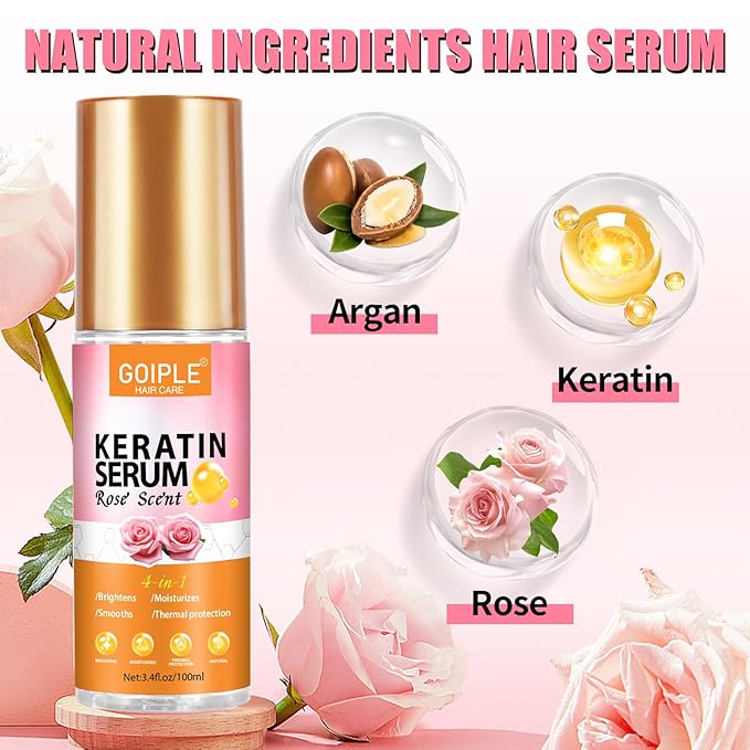 Keratin Protein Hair Serum Keratin Styling & Moisturizing Oil - Anti Frizz Control Nourishes & Repair Keratin Hair Serum Oil for Dry Damaged Hair Heat Protectant Serum for Shine Prevent Hair Burns
