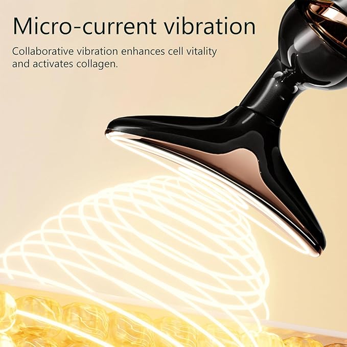 MMRH Firming Wrinkle Beauty Devicer for Facial/Neck/Eye, Multifunctional Vibration Massage Instrument, 3-in-1 Facial Skincare Instrument for Skin Care for Improve,Smooth and Tightening Skin (Black)