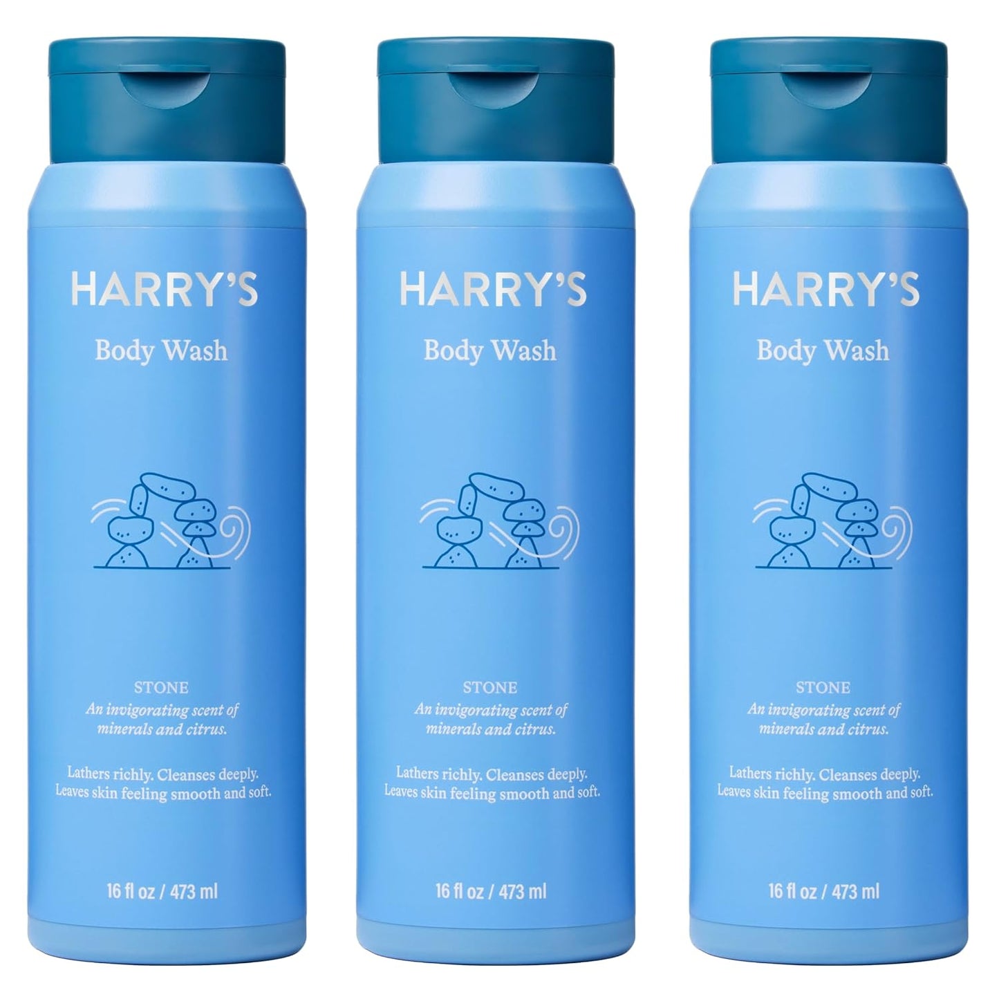 Harry's Men's Body Wash Shower Gel - Stone, 16 Fl Oz (Pack of 3)