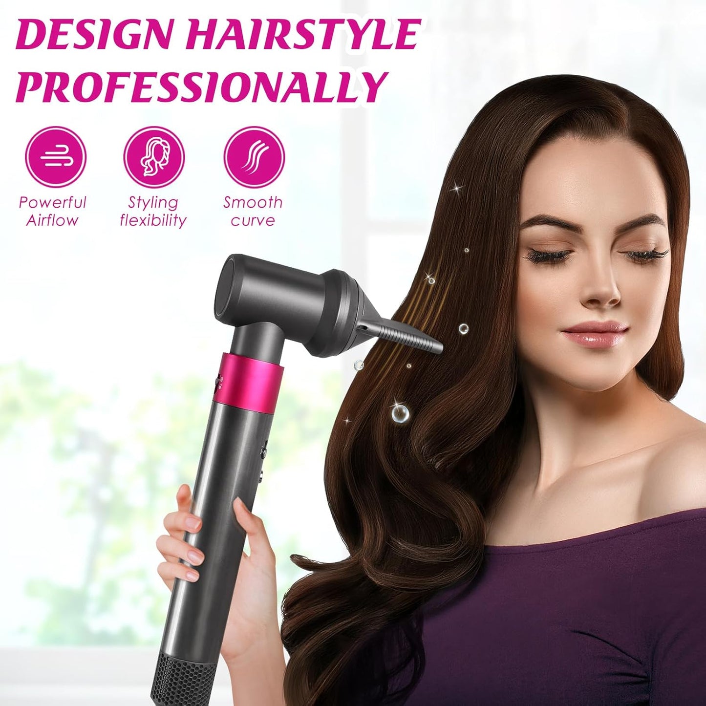 Professional Concentrator and Adapter Kit Compatible with Dyson Airwrap Styler, for Curling Iron Converting to Hair Dryer, with Hair Dryer Attachment Holder