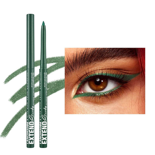 Green Eyeliner Waterproof Green Glitter Eyeliner Pencil Long Lasting Smudge-proof green gel eyeliner for women Hypoallergenic (04#)