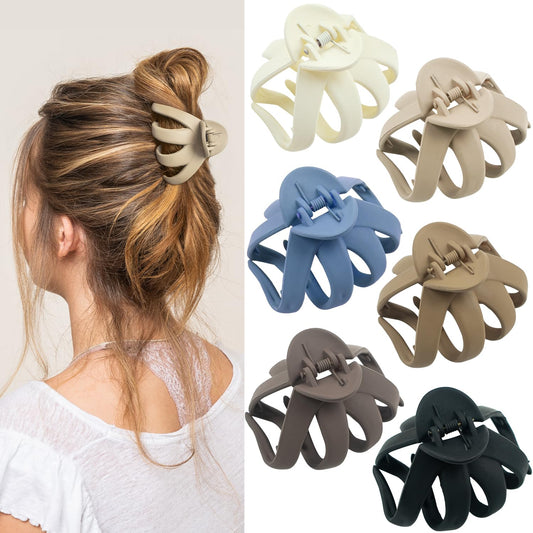 6 Pcs Hair Claw Clips for Women, 2.8" Medium Non-Slip Octopus Jumbo Hair Accessories (Multi-colors)