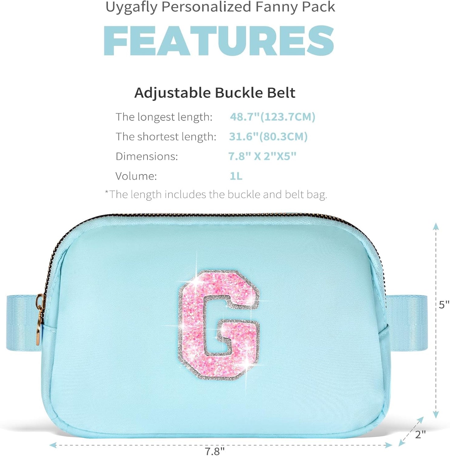 Fanny Pack Belt Bag Crossbody Bags with Initials Letter Patch Trendy Stuff for Teens Cute Stuff Birthday Gifts for Teenager Girls | G,Blue Bag