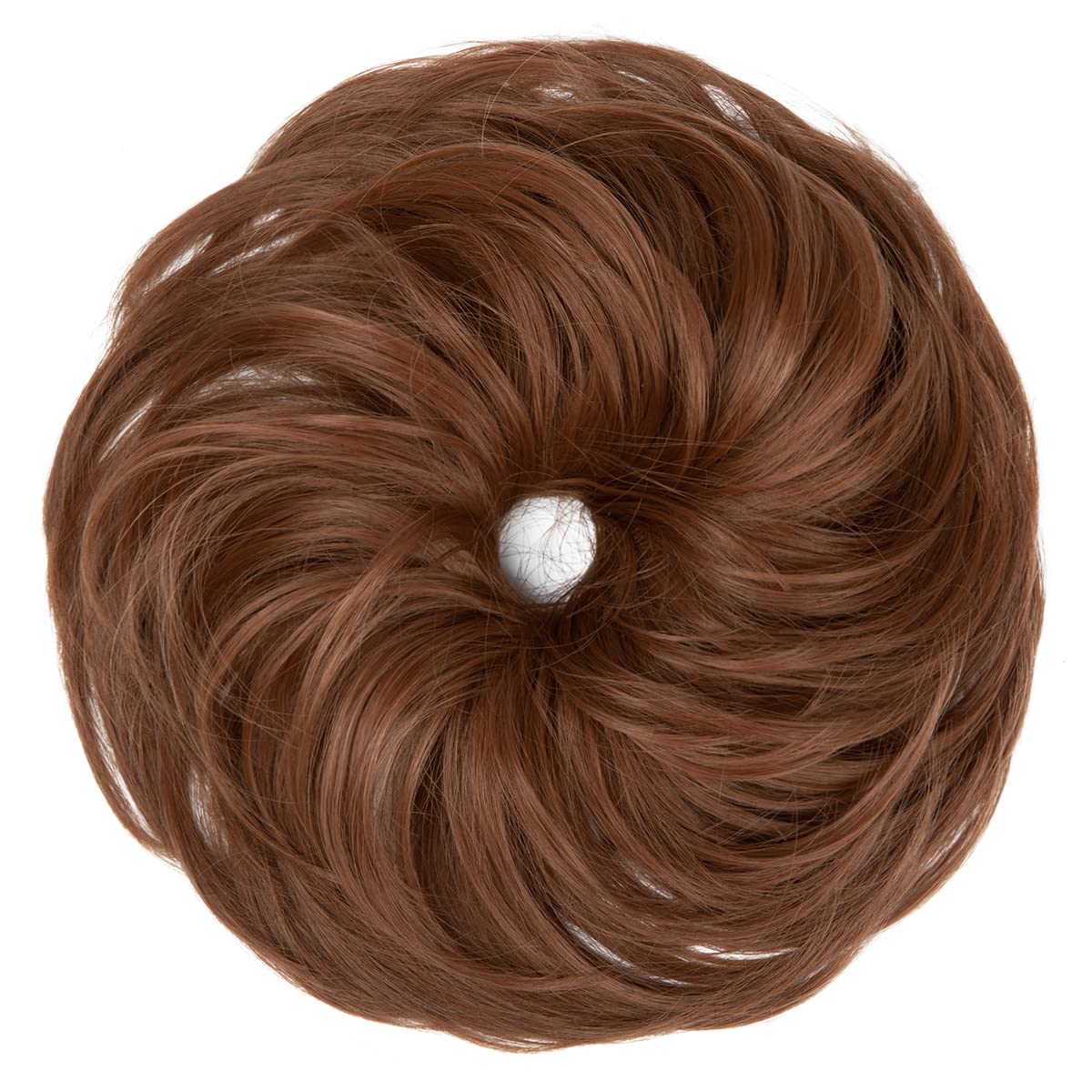 CJL HAIR Large Messy Bun Hair Piece Wavy Curly Scrunchies Synthetic Chignon Ponytail Hair Extensions Thick Updo Hairpieces for Women Light Auburn