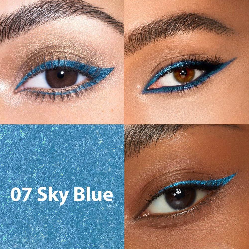 evpct 1Pcs Sky Royal Cobalt Blue Color Gel Glitter Eyeliner Pencils Set for Women Waterline Waterproof Smudge Proof lapiz de ojos delineador de ojos contra el agua Eye Liner Makeup,07# Blue