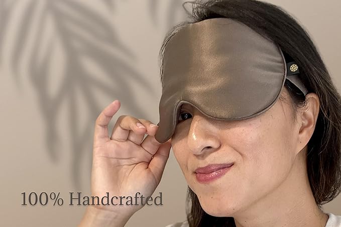 Premium Handcrafted 25 Momme Mulberry Silk Eye Mask for Sleeping (Chocolate)