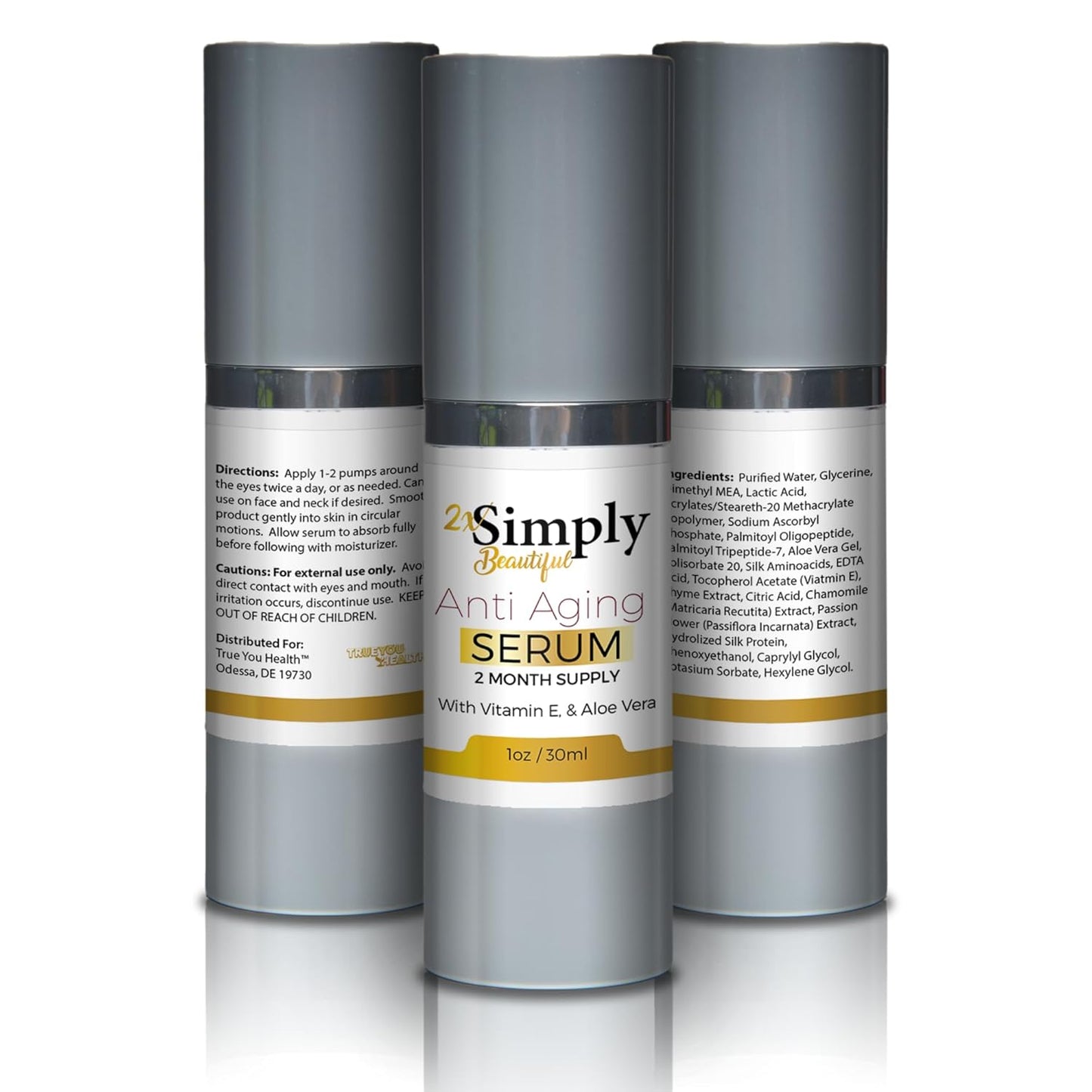2x Simply Beautiful Anti Aging Serum 2 Month Supply - Help Smooth Skin Under & Around Eyes - Reduce Wrinkles Appearance - Anti Aging Eye Serum - Improve Puffy Bags & Dark Circles - Anti Aging Skincare