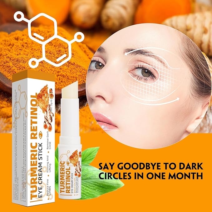 Turmeric Retinol Eye Stick,Lumibalm for Under Eyes Bags,Eye Balm Moisturizes Hydrating for Dark Circle,Wrinkles,Visible Results in 3-4 Weeks,Anti Aging Retinol Cream Reduces Fine Lines