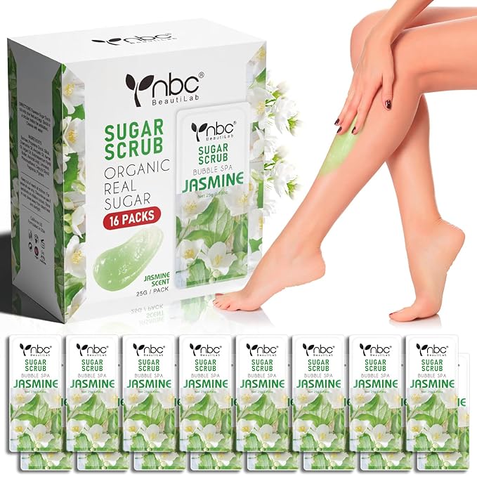 Foot Exfoliating Scrub, Sugar Scrub, Dead Skin Remover for Feet, Individually Packaged Foot Scrub Smooths, Hydrates, Detoxifies Tired and Dry Cracked Feet 16 Packs per Box, Jasmine