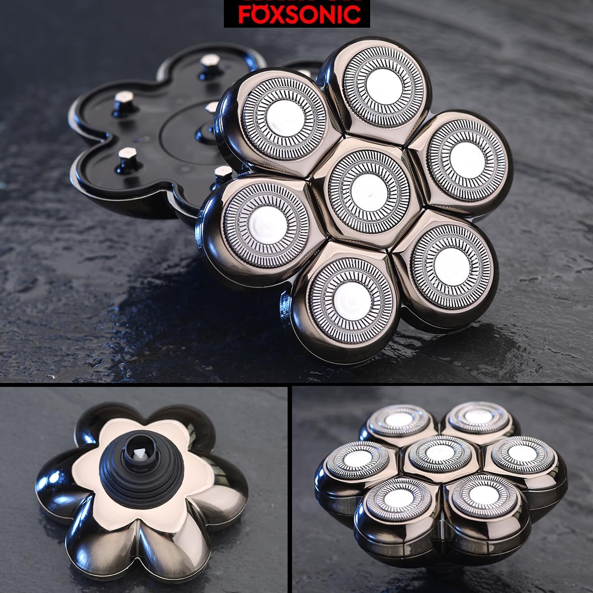 Magnetic 7 Blades Head Shaver Replacement Blades for head Shaver and Other Brands Head Shaver (CX7 Silver)