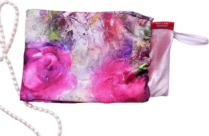 Mu LAN Legend Handmade Embossed Silk Exfoliation Mitt Polish Scrub (Pink Red Rose)