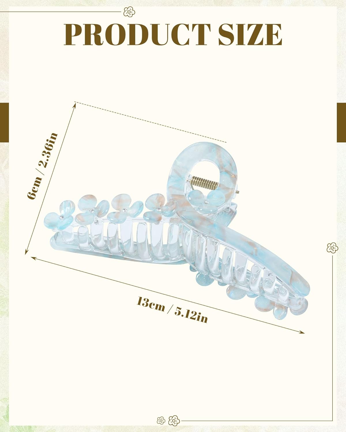 HOKEMP Large Hair Claw Clips for Women, 2 Pack Mermaid Acrylic 3D Flower Claw Clips for Thin & Thick Hair Styling Hair Accessories (Smoky Blue + Pink)