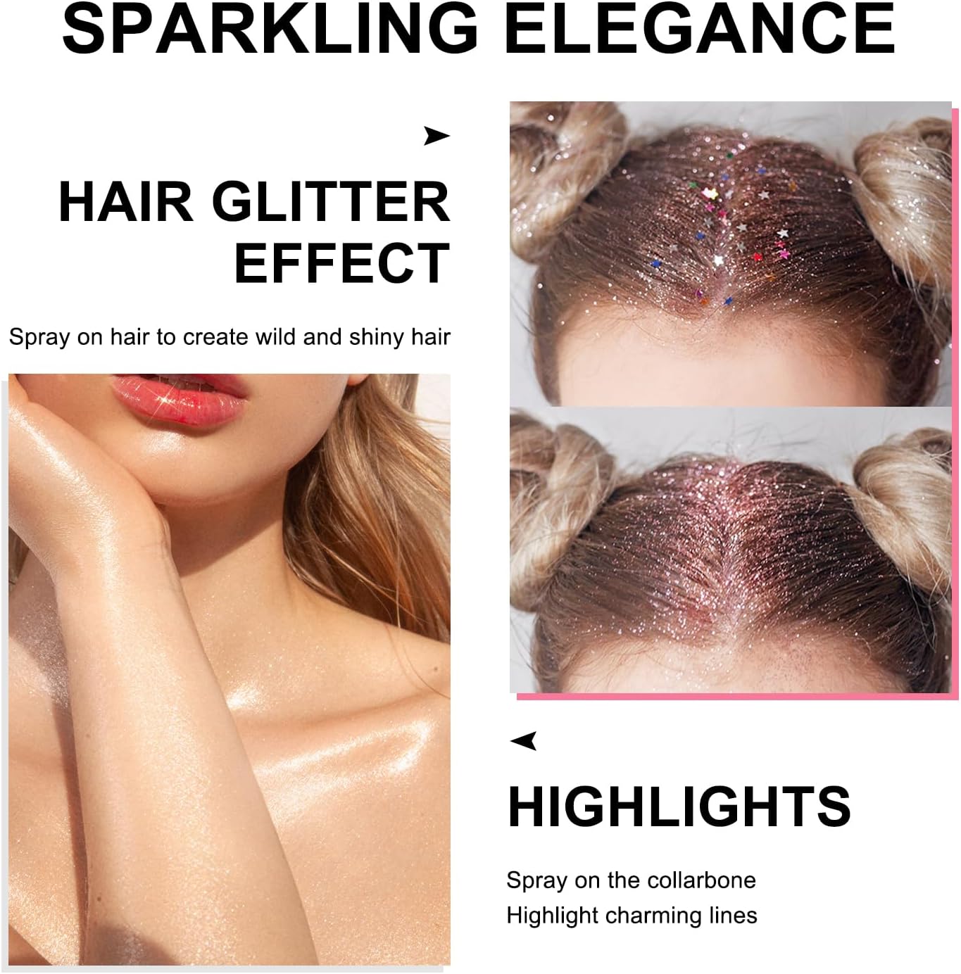 Halloween Hair and Body Glitter Spray, Holographic Glitter Highlighter Powder, Hairspray for Clothes, Face Body Shiny Glitter, Loose Shimmer Hairspray Festival Rave Prom Accessories