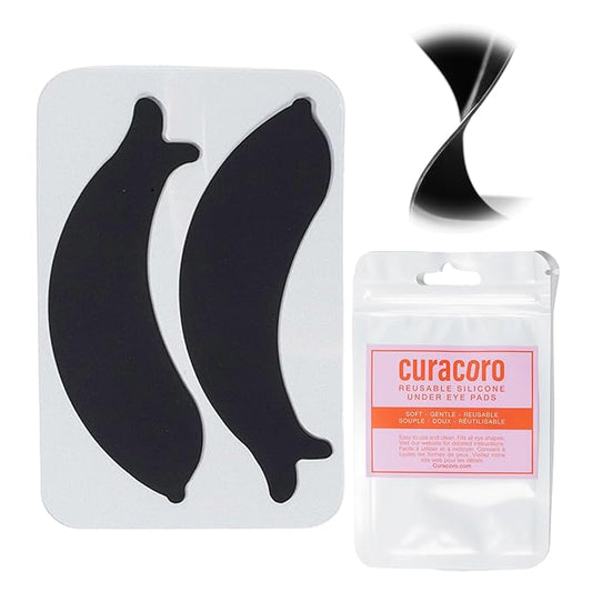 Curacoro Reusable Eye Pads, Silicone Under Eye Patches Lash Lift Cover Eyelash Extension | Soft Pads for Sensitive Skin during Eyelash Perm Lamination & Lash Extensions Remover (Black, Style 4)