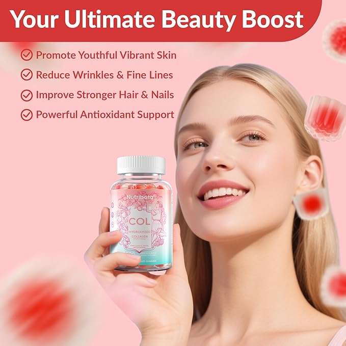 2 Pack Sugar Free Hydrolyzed Collagen Filled Gummies for Women, with 2500mg Collagen Peptide Type I,II,III,V,X, Biotin,Vitamins,Hyaluronic Acid for Skin Hair Nails, 120 Gummies