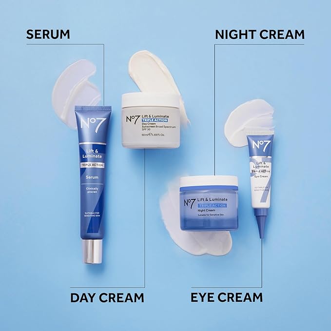 No7 Lift & Luminate Triple Action Eye Cream - Anti-Aging Under Eye Cream for Dark Circles, Puffiness & Wrinkles - Formulated with Vitamin C to Brighten and Refresh Tired Eyes (0.5 Fl Oz)