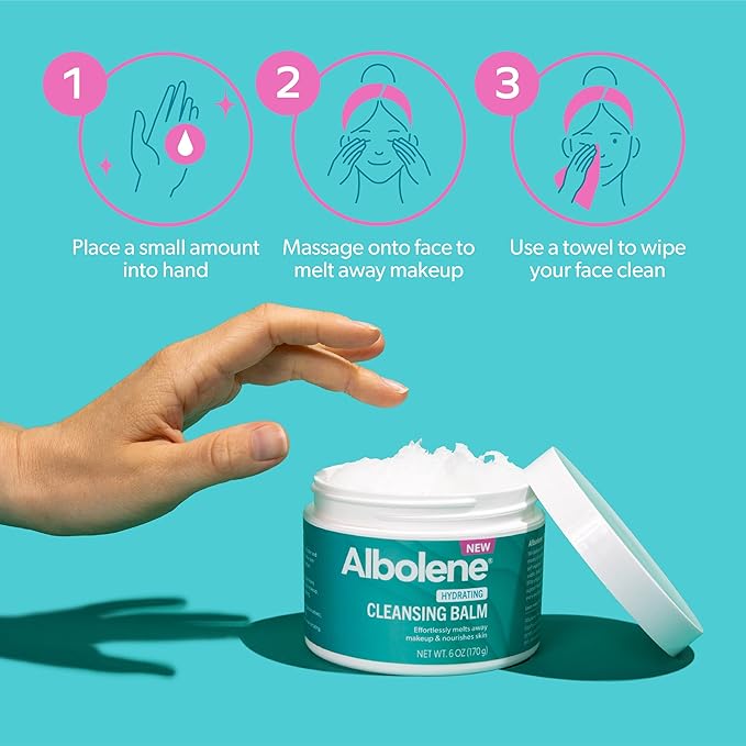 Albolene Cleansing Balm, Hydrating Makeup Remover and Face Wash with Shea Butter and Jojoba Oil, 6 fl oz, Packaging May Vary