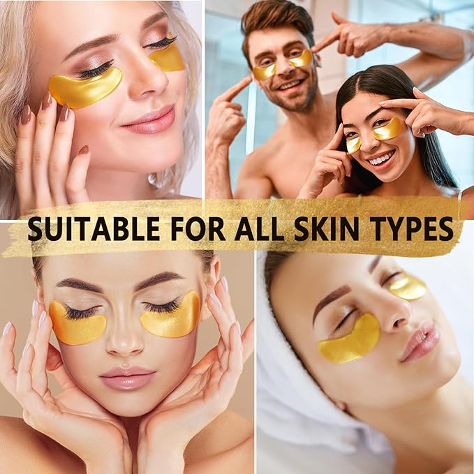 Under Eye Patches (30 Pairs) - 24K Gold Under Eye Mask Enriched with Collagen Reduce Dark Circles, Puffy Eyes, Undereye Bags, Wrinkles, Nourish Skin, Gel Under Eye Patches Gifts for Women Men