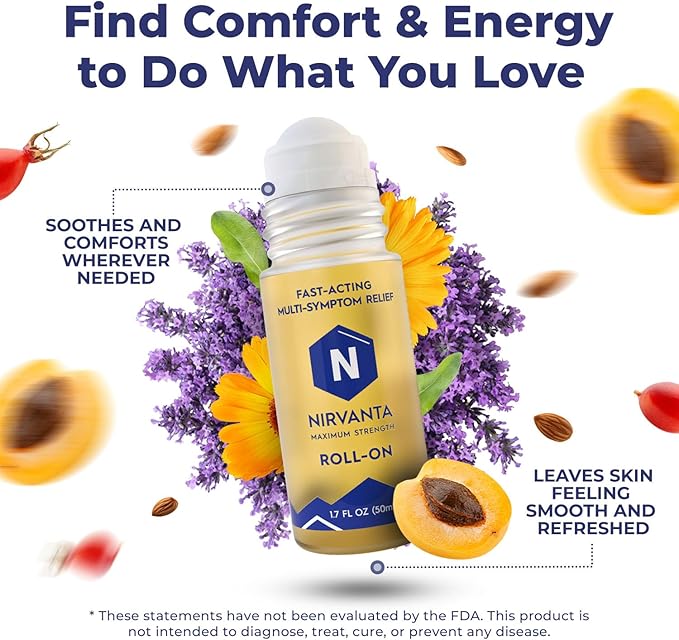 Natural Nerve Comfort Roll-On Oil 1.7oz – Fast-Absorbing with Rosehip, Frankincense and Myrrh - Soothing Support for Neck, Back & Joints – Lightweight and Non-Greasy