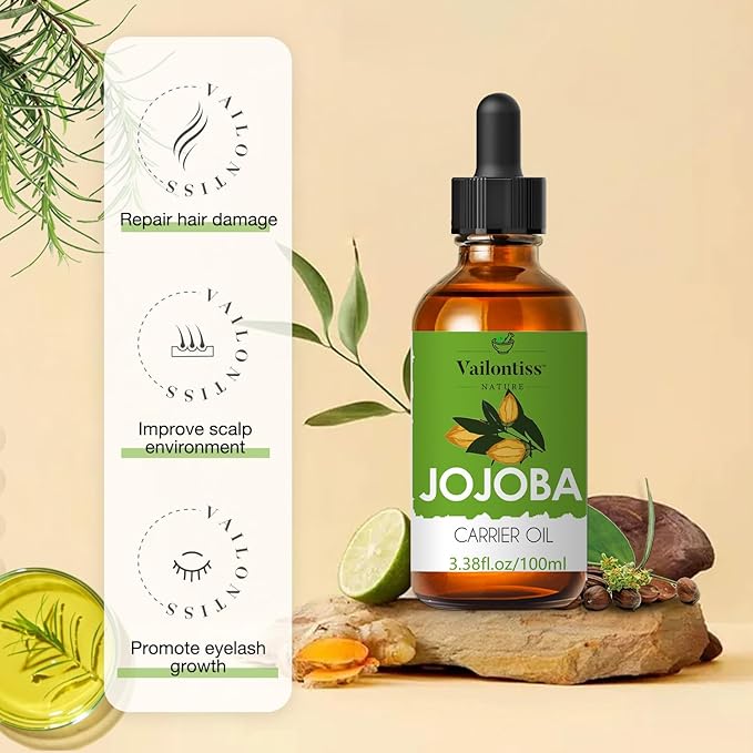 Jojoba Oil Organic – Natural Body Oil and Massage Oil, Body Spray for All Skin, Hair, and Nails, Cold Pressed & Hexane Free(Jojoba Oil, 3.4 Fl Oz)