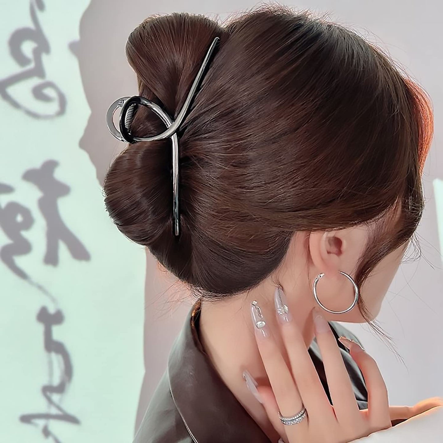 2Pack Glossy Metal Hair Claw Clips No Slip Hair Clamps for Thin and Thick Hair Accessoriesas Gift for Women Girlfriend (2pcs/box,Glossy Rose Gold & Silver)