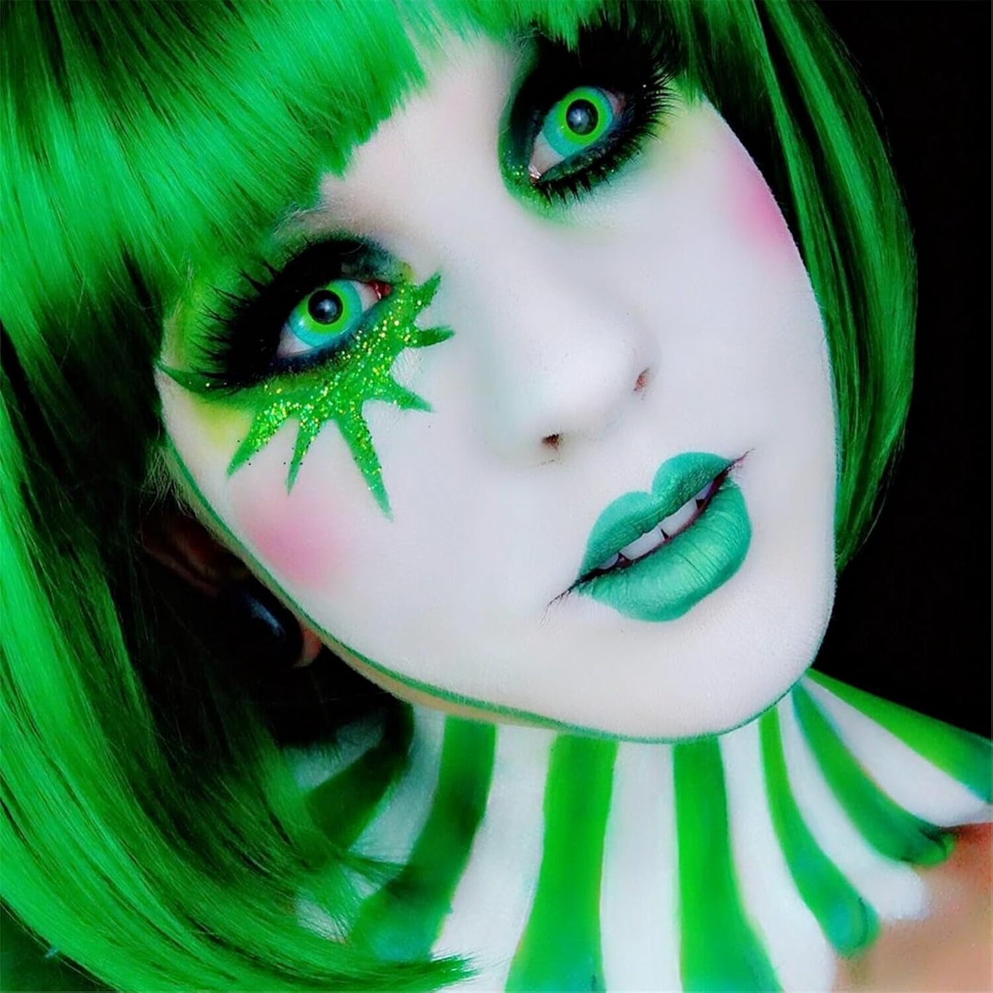 Go Ho Green Face Paint Stick,Water Based Cream Body Paint Washable,Highly Pigmented,Smooth and Safe for Skin,Halloween Cosplay SFX Makeup,Green Witch Costume Face Paint