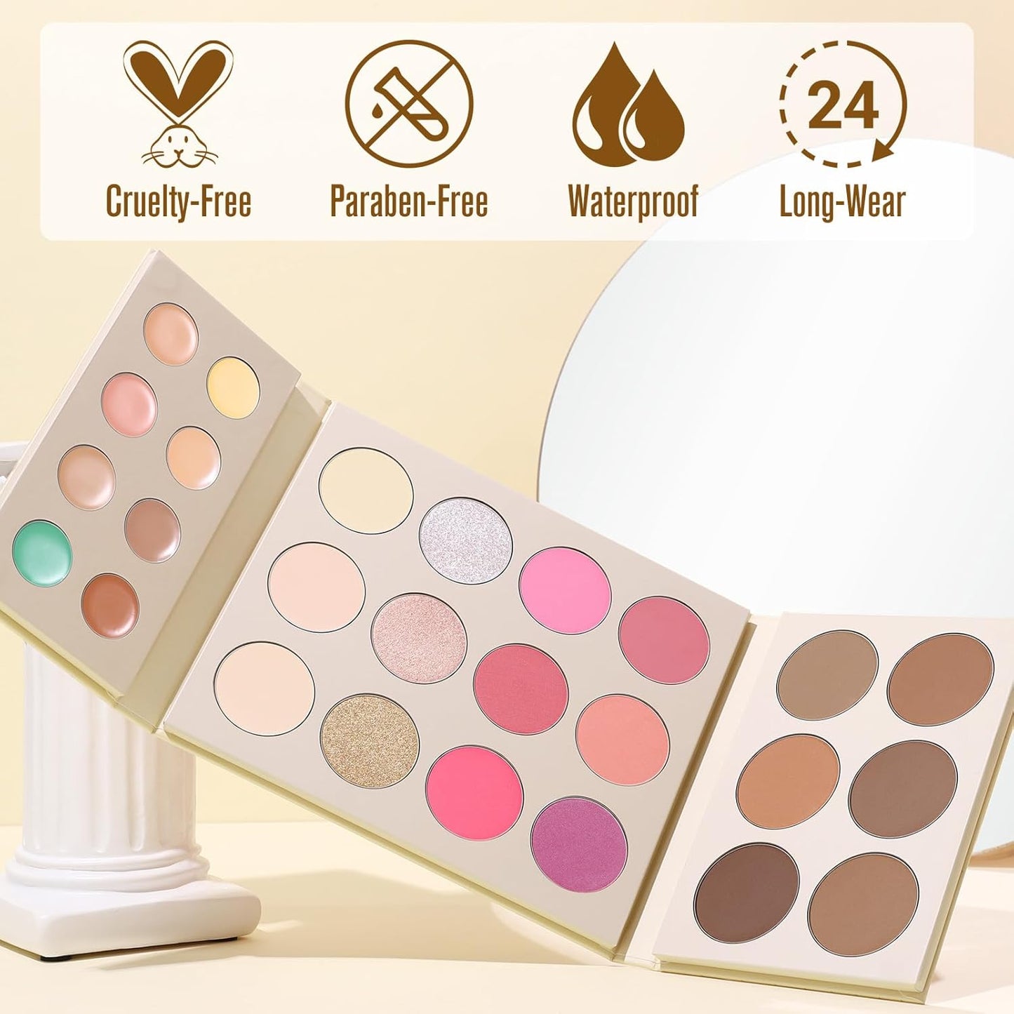 UCANBE 26 Colors 4-in-1 Multi-Use Face Palette, Long-Lasting Makeup Palette with 8 Concealers, 6 Contours, 6 Highlighters and 6 Blushes All In One Palette, High Coverage and Travel-Friendly