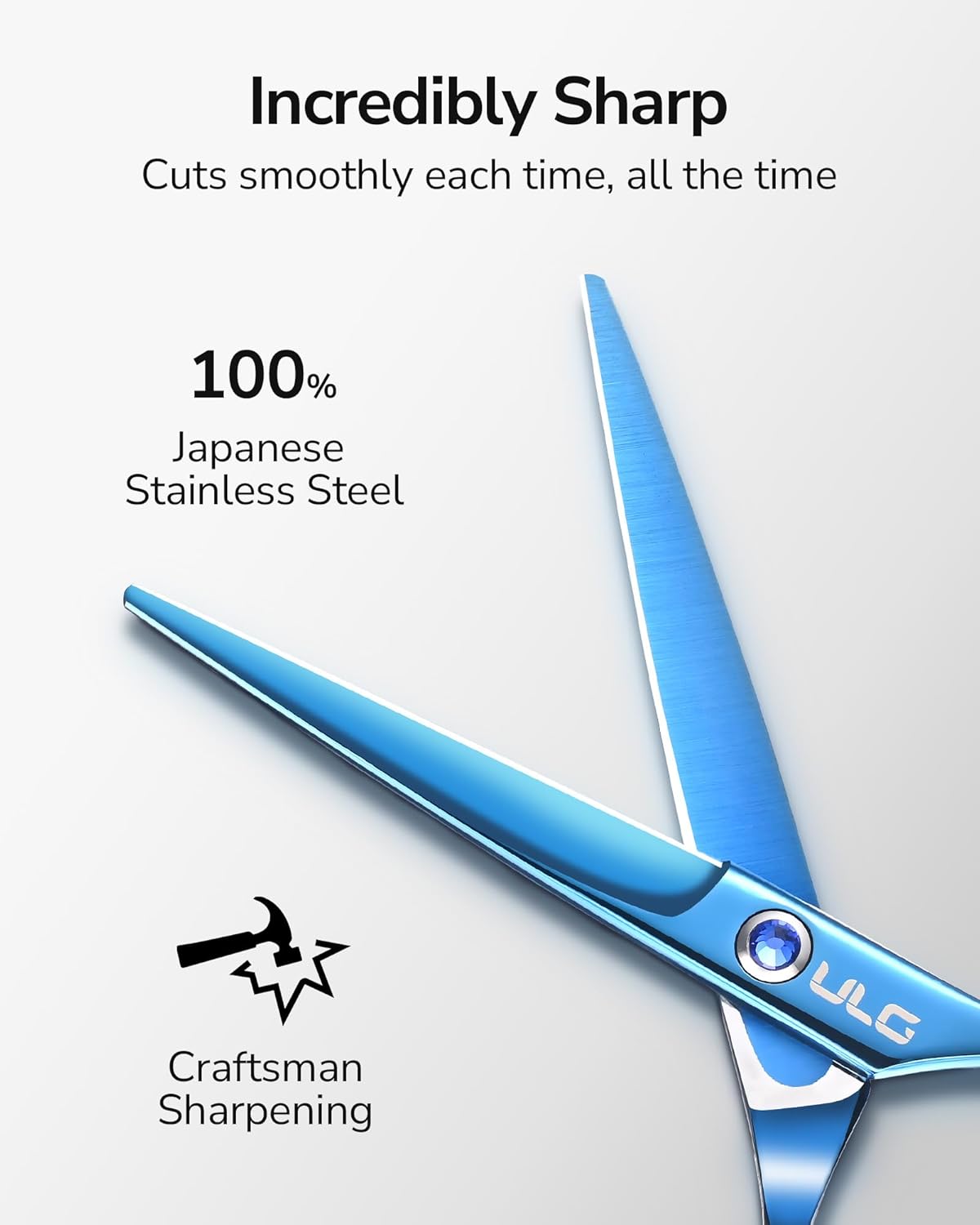 ULG Hair Cutting Scissors, Professional Hair Scissors 6.5 inch Right-Hand Razor Edge Barber Shears Salon Hair Cutting Shears Made of Japanese Stainless Steel, Hand Sharpened Navy