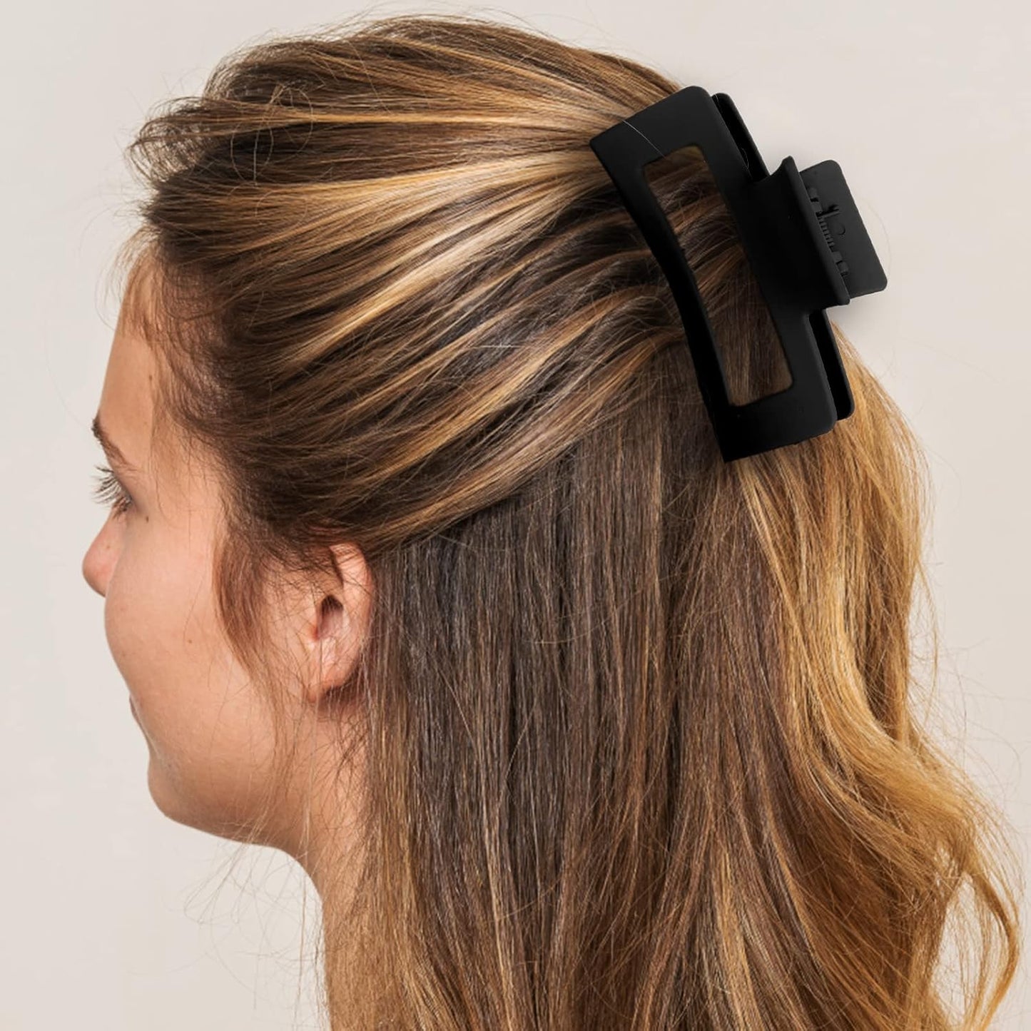 2 Pieces Square Claw Clips 3.5 Inch Matte Non-slip Hair Clamps Medium Hair Claw Clips Fashion Strong Hold Banana Clip Thick Thin Hair Styling Accessories for Women Girls